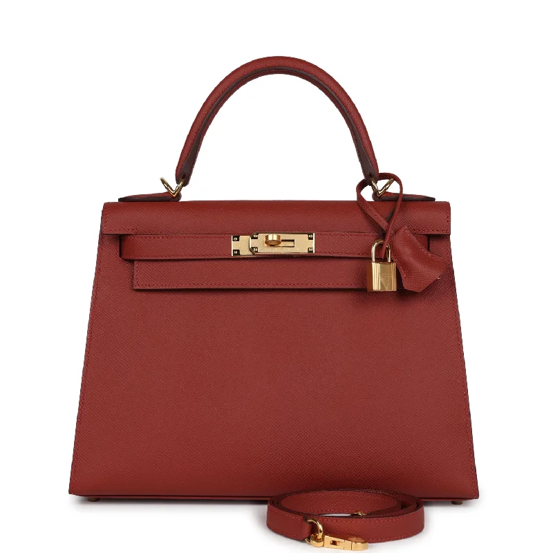 Hermes Kelly Sellier 28 Rouge Venitien Epsom Gold Hardware