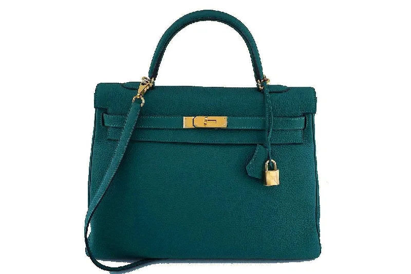 Hermes Malachite Green 35cm Kelly Togo Retourne Bag GHW