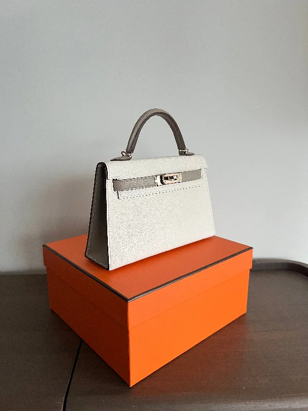 Hermès Mini Kelly 20 HSS Nata & Gris Tourterelle Chevre Mysore Permabrass