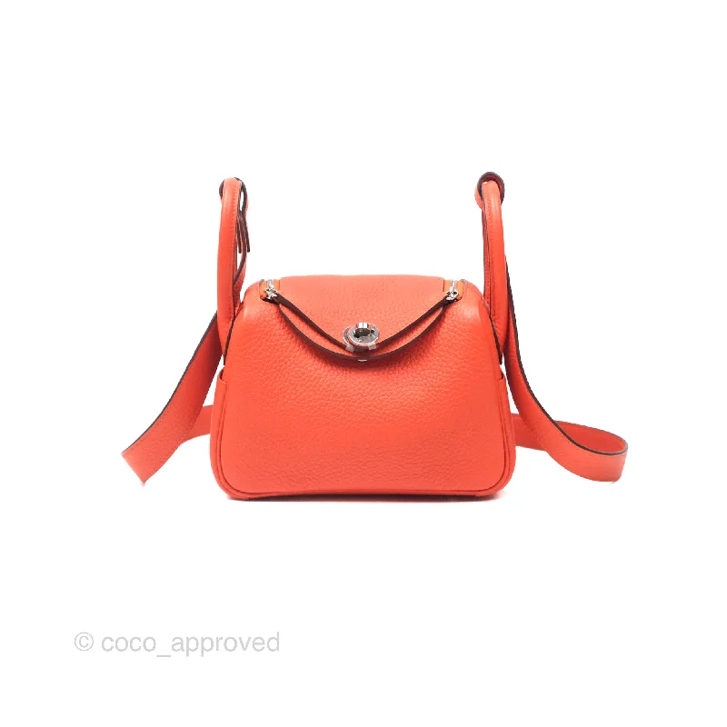 Hermès Mini Lindy 20 Orange Poppy 8V Clemence Palladium Hardware