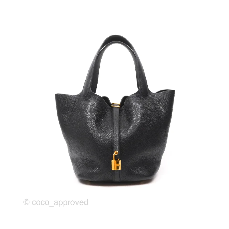 Hermès Picotin 22 Black Noir 89 Clemence Gold Hardware