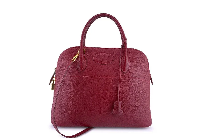 Hermes Rouge H Fjord Red 35/37cm Bolide Shoulder Tote Bag