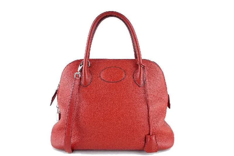 Hermes Vermillion Red 31cm Bolide Shoulder Tote Bag