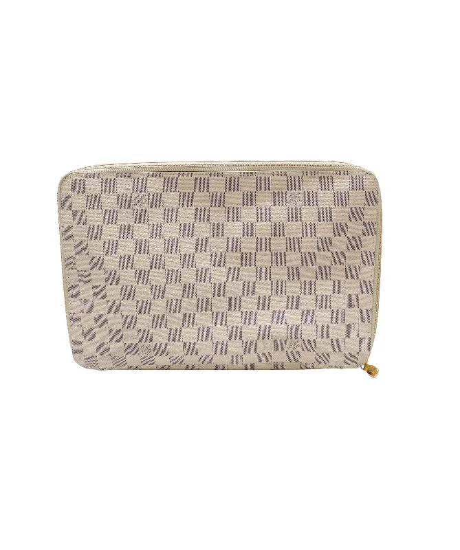 LOUIS VUITTON Damier Azur Cube De Langemont GM Cosmetic Pouch LV Auth 64139A DXBV0065