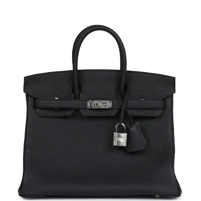 Pre-owned Hermes Birkin 25 Black Togo Palladium Hardware