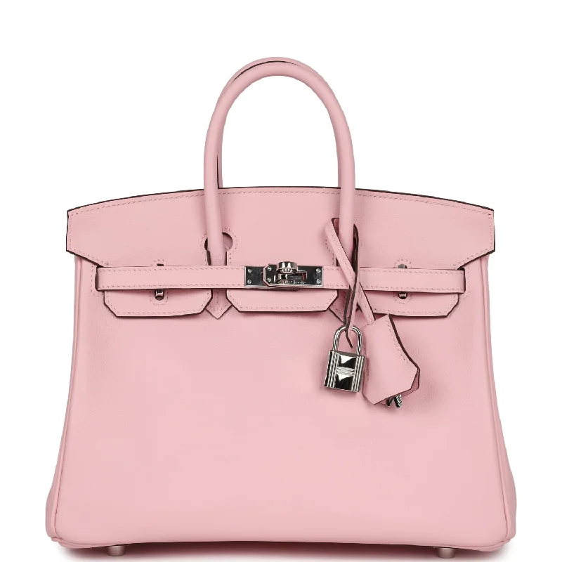 Pre-owned Hermes Birkin 25 Rose Sakura Swift Palladium Hardware