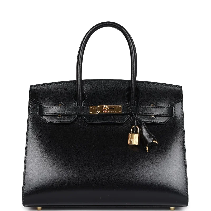 Pre-owned Hermes Birkin Sellier 30 Black Box Gold Hardware