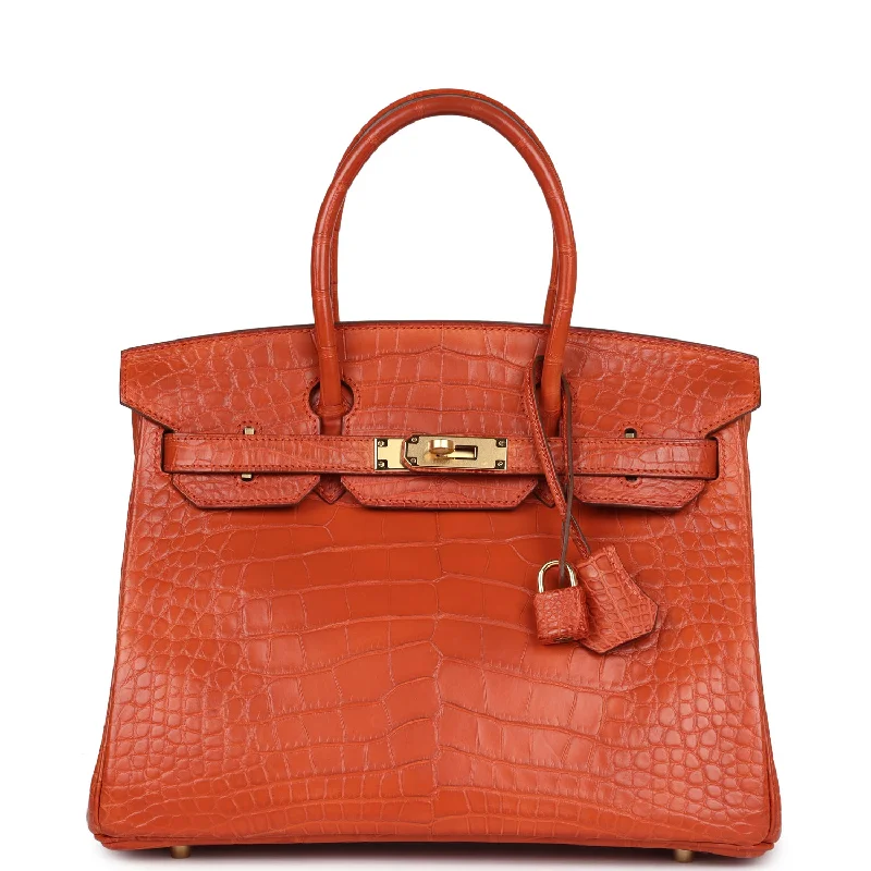 Pre-owned Hermes Birkin 30 Sanguine Matte Alligator Gold Hardware