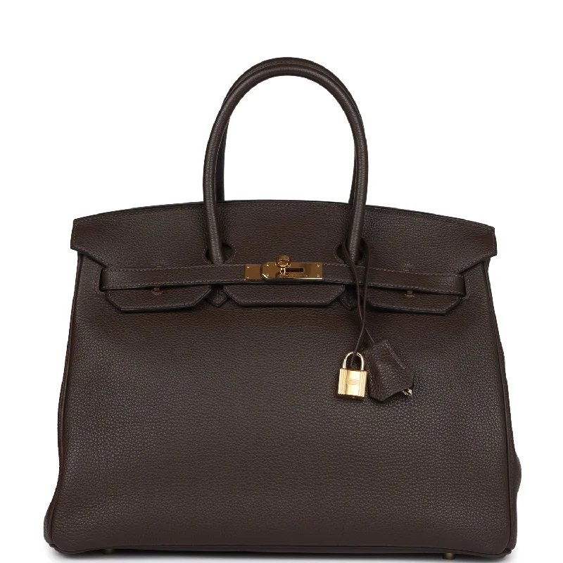 Pre-owned Hermes Birkin 35 Chocolate Togo Gold Hardware