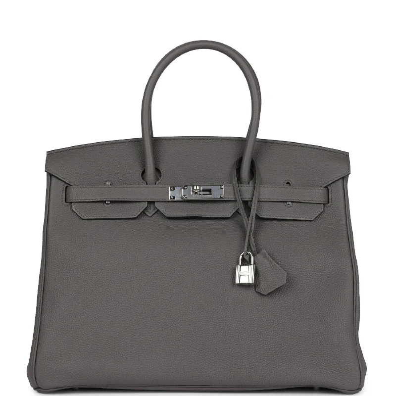 Pre-owned Hermes Birkin 35 Etain Togo Palladium Hardware