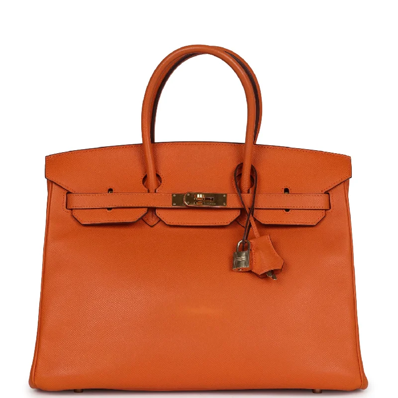 Pre-owned Hermes Birkin 35 Orange Epsom Gold Hardware